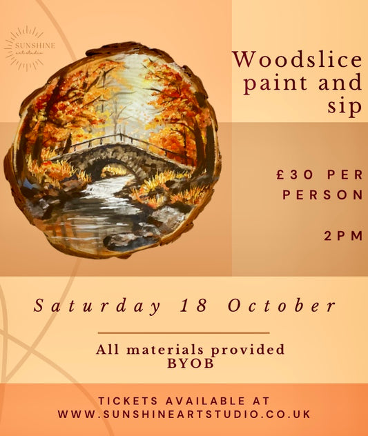 Autumn Wood Slice Paint and Sip Saturday 18 October 2pm