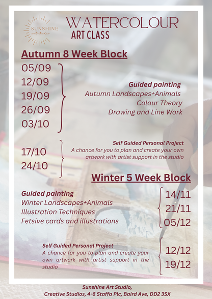 Watercolour Weekly Class - Saturday Mornings